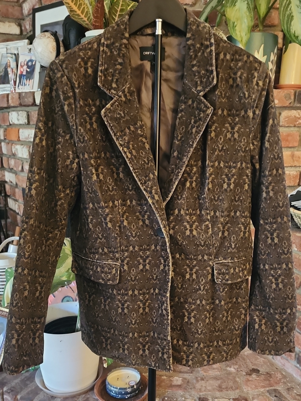 DRIFTWOOD Brown Paisley Velvet Jacquard Blazer Boho Western